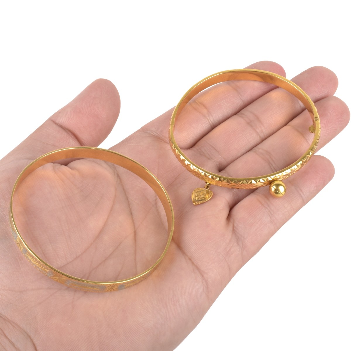 Two Gold Bangle Bracelets