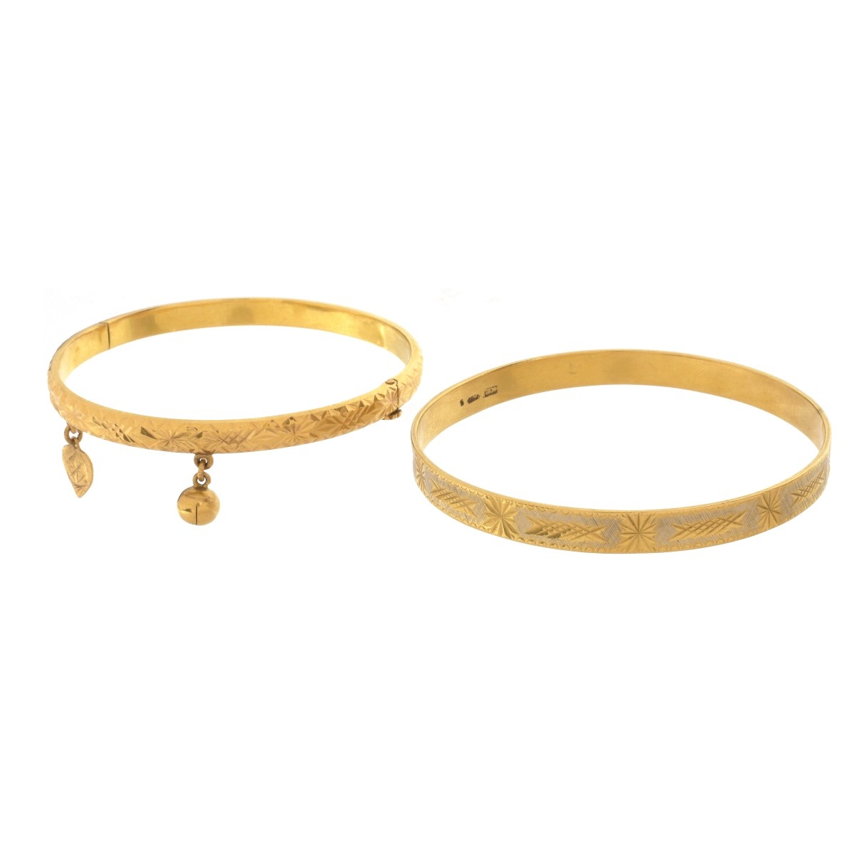 Two Gold Bangle Bracelets