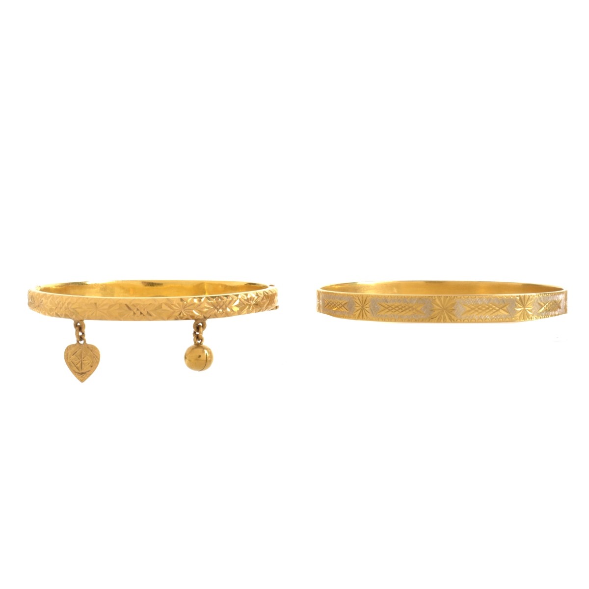 Two Gold Bangle Bracelets