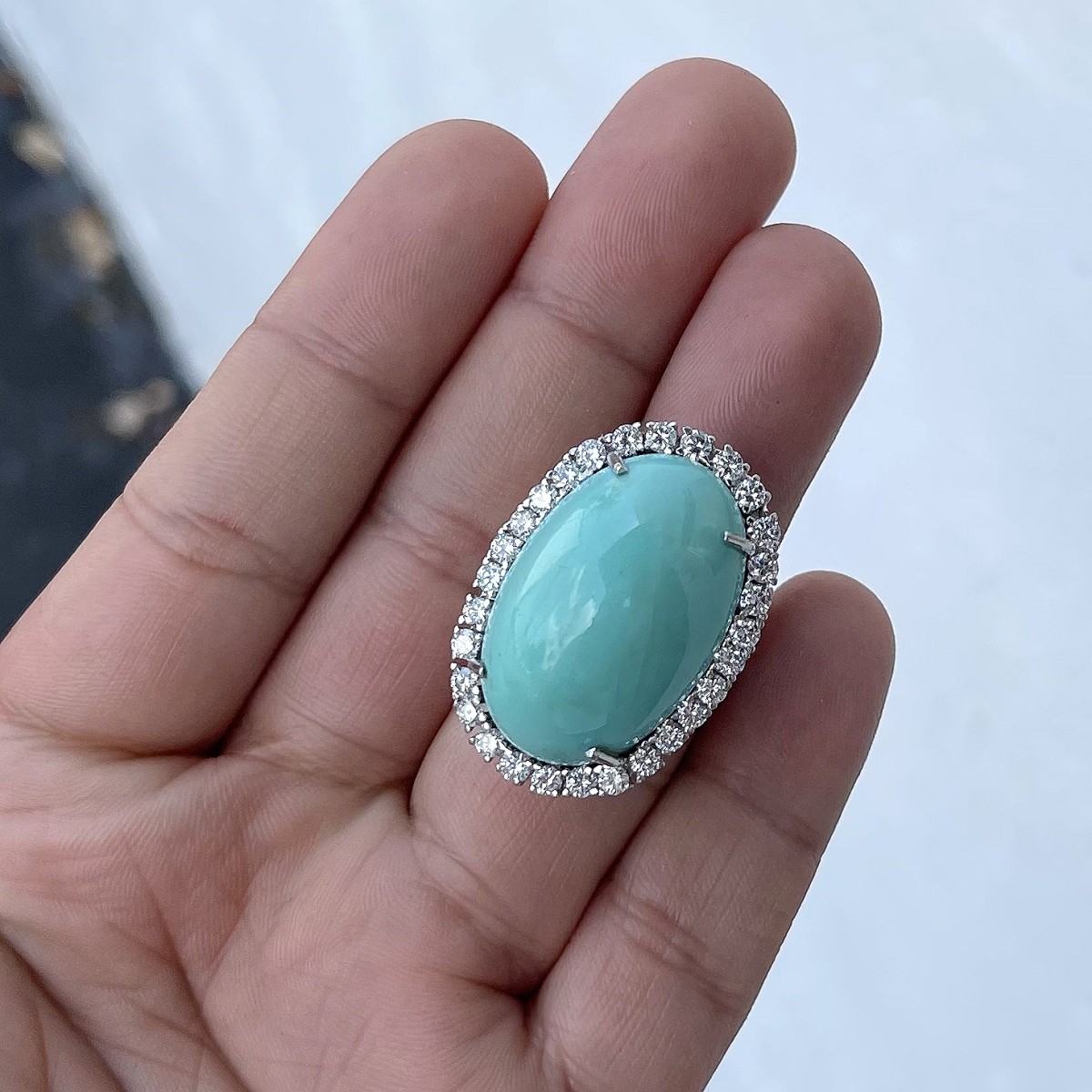 Turquoise, Diamond and 18K Ring