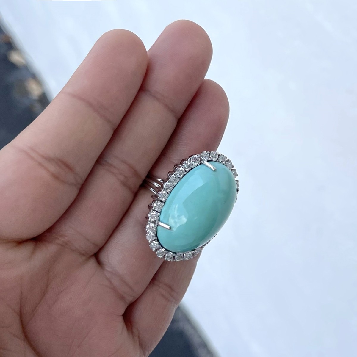 Turquoise, Diamond and 18K Ring