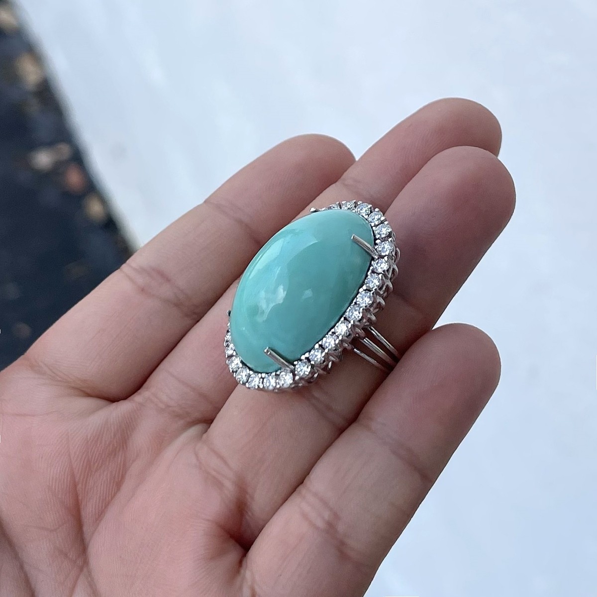 Turquoise, Diamond and 18K Ring