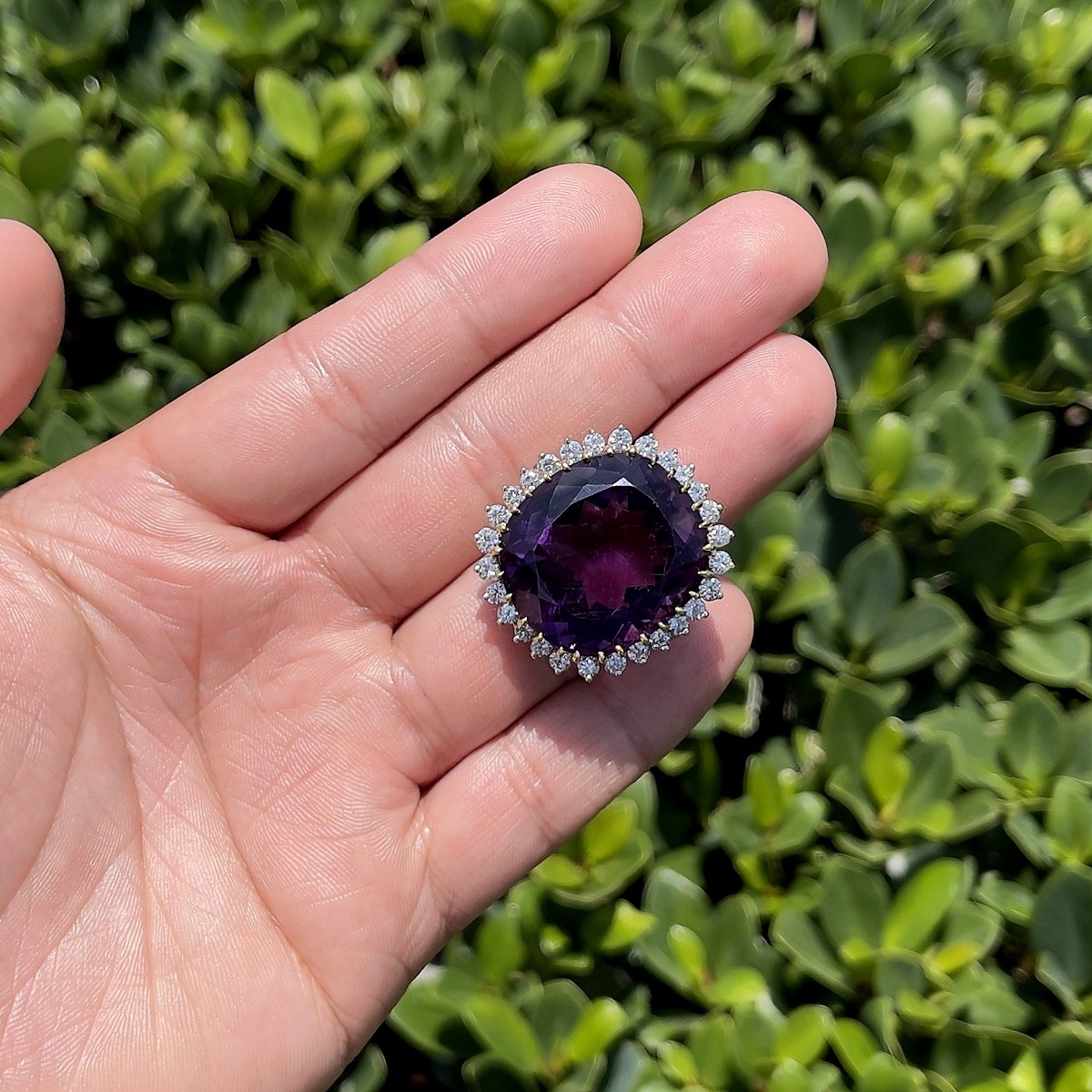 Amethyst, Diamond and 18K Ring