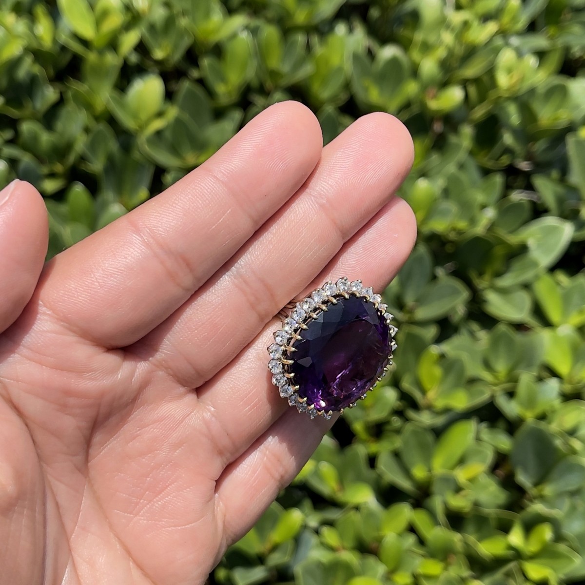 Amethyst, Diamond and 18K Ring