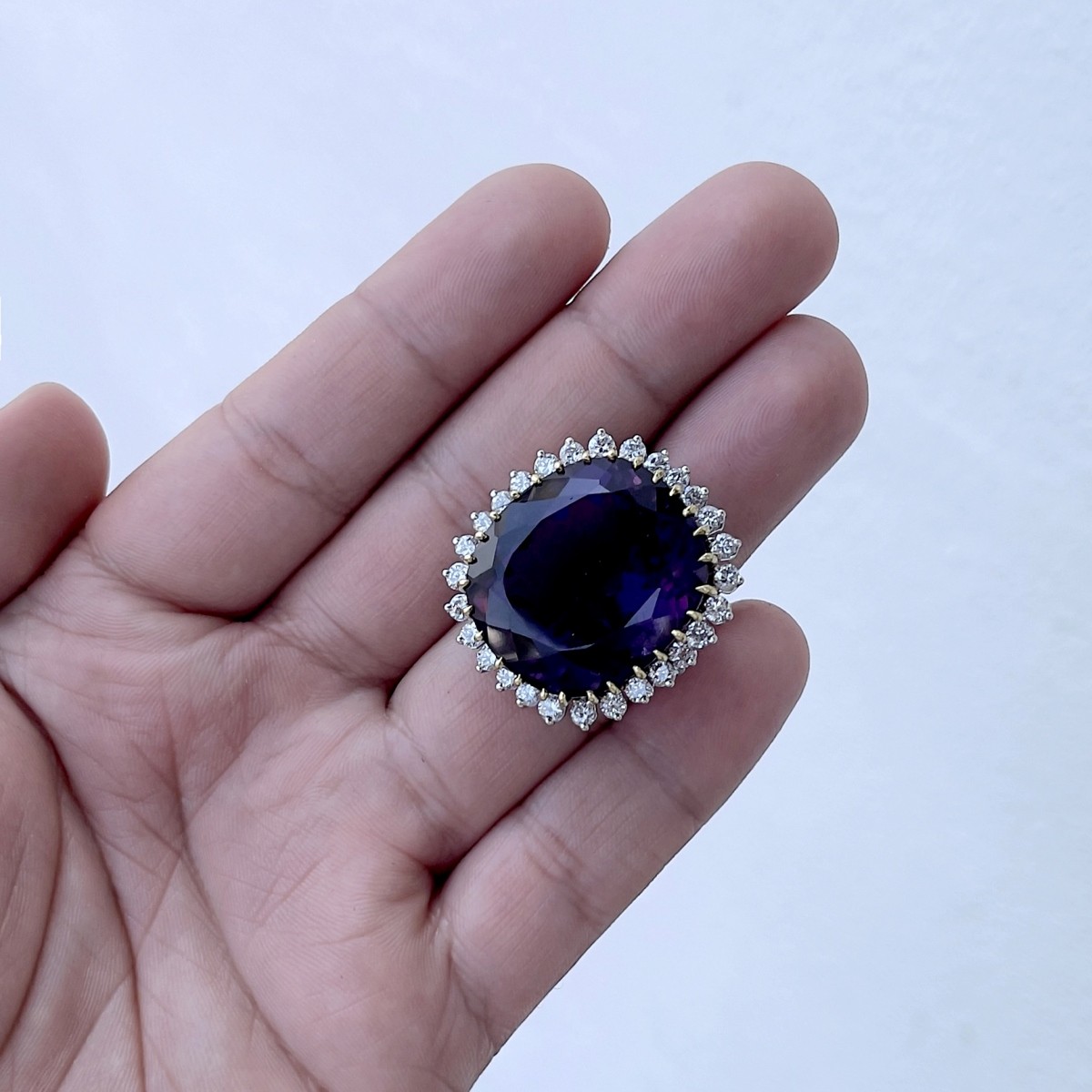 Amethyst, Diamond and 18K Ring