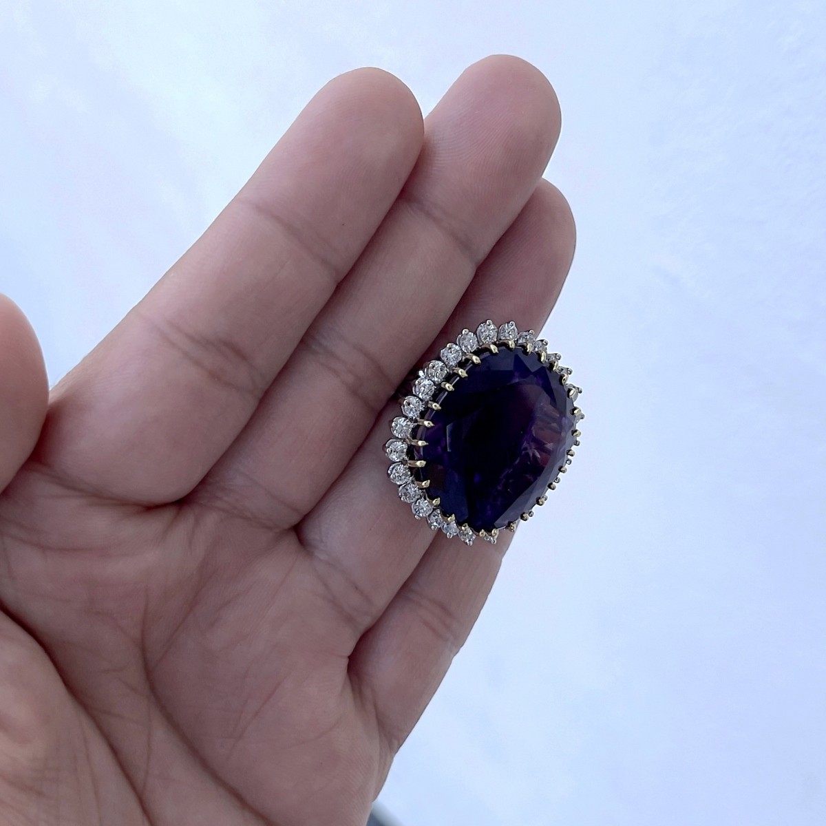 Amethyst, Diamond and 18K Ring