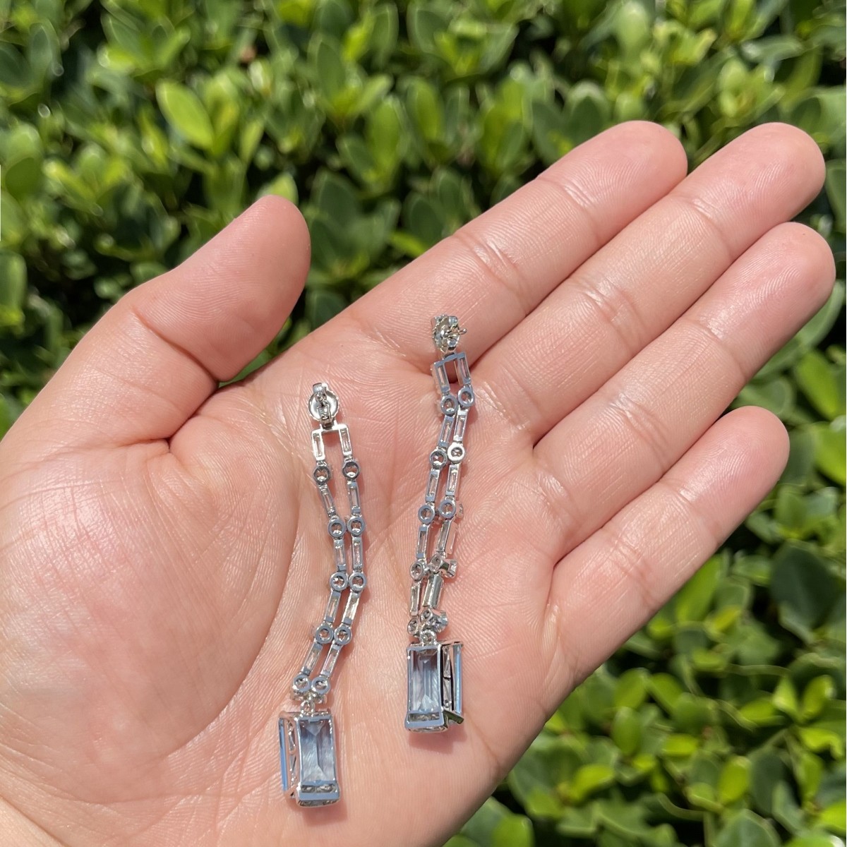 Art Deco Aquamarine and Diamond Earrings