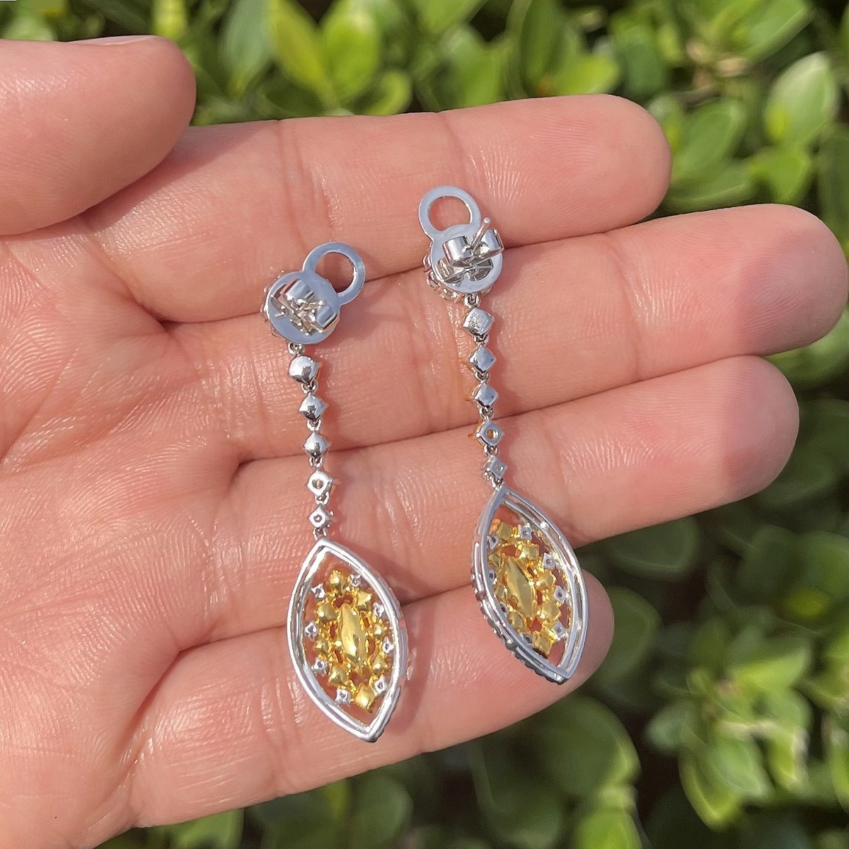 Fancy Color Diamond and 18K Earrings