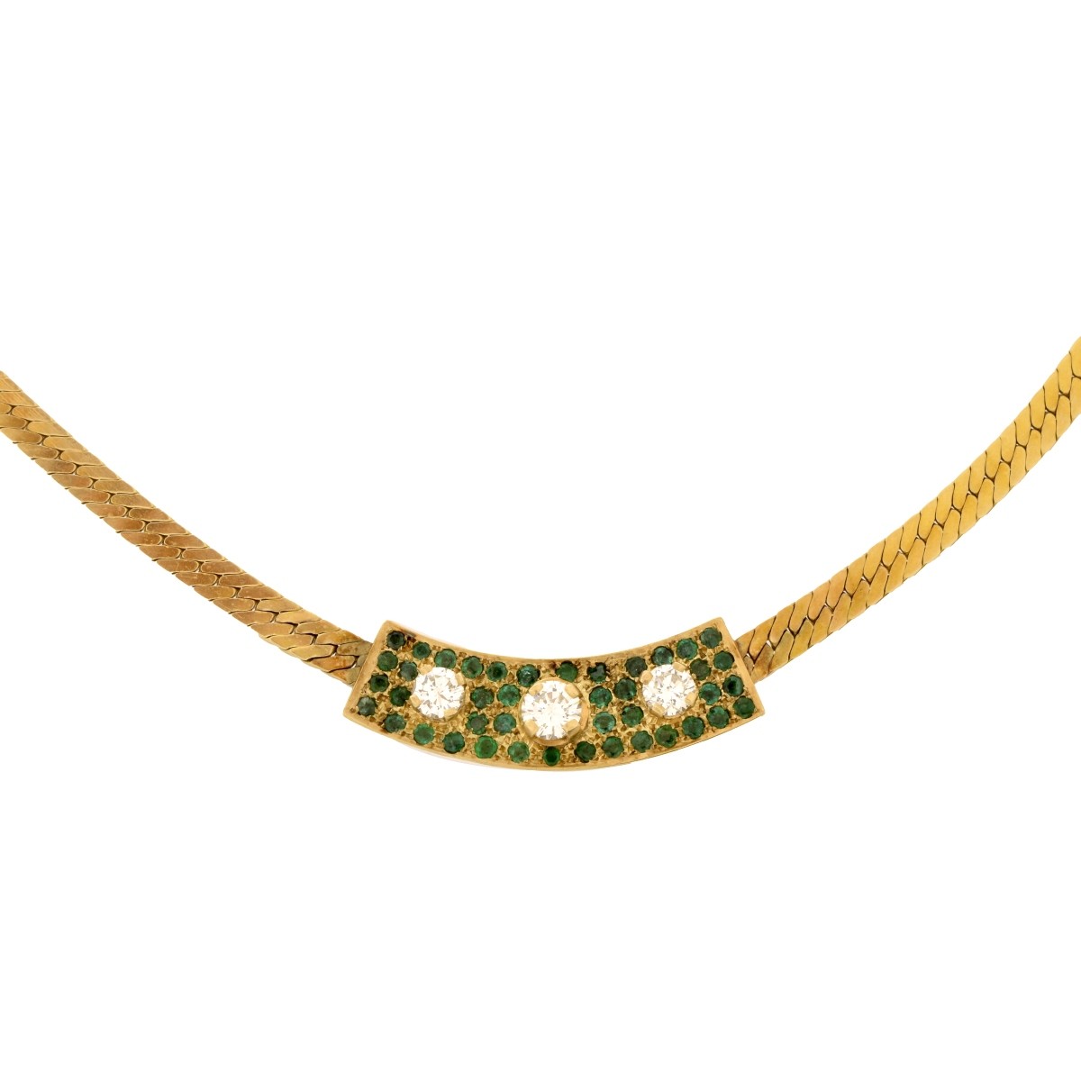 Diamond, Emerald and 14K Necklace