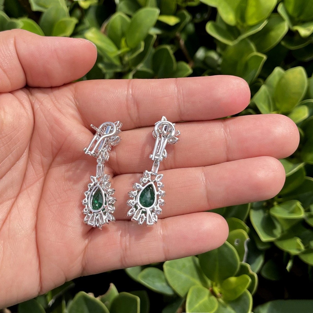 Emerald, Diamond and 18K Earrings