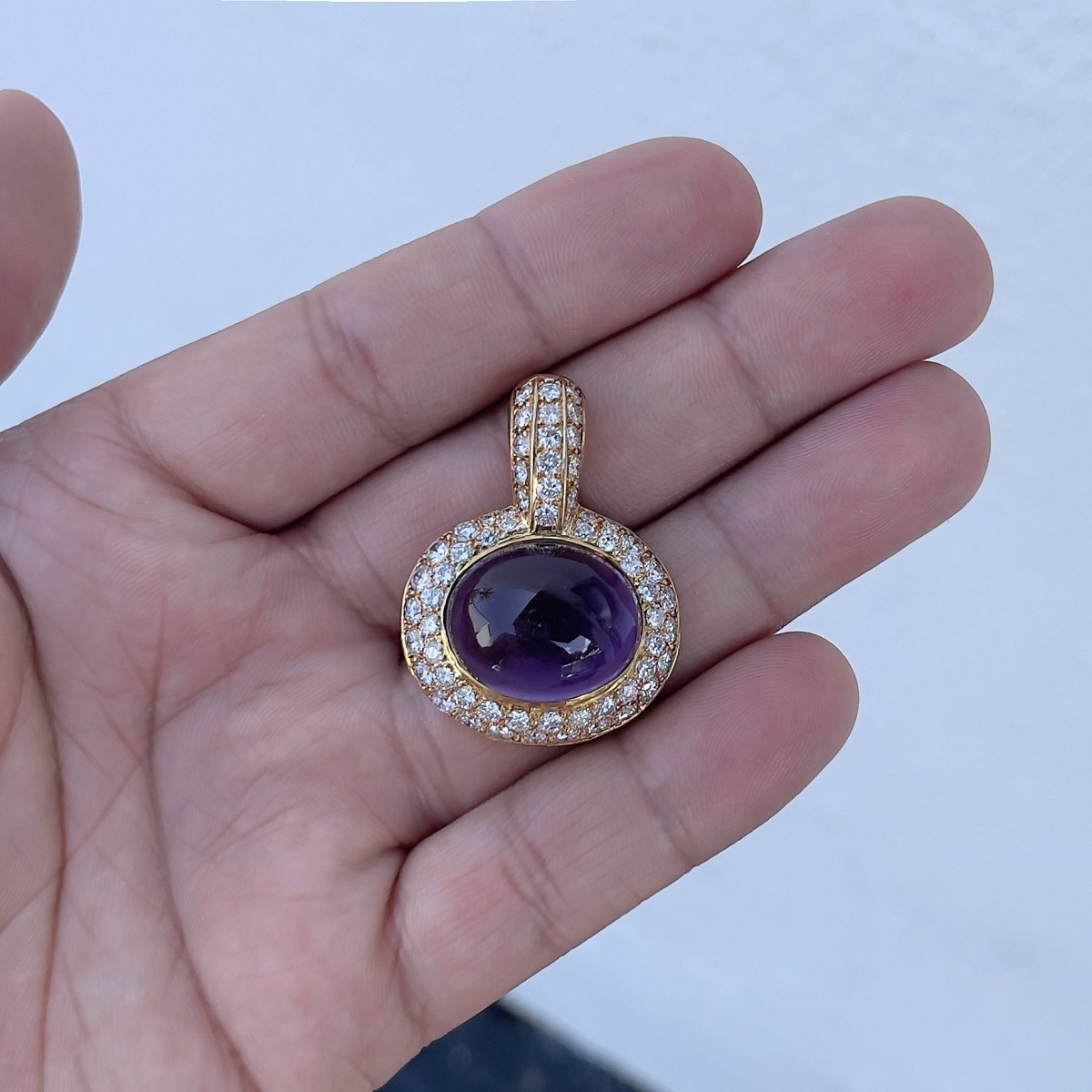 Amethyst, Diamond and 18K Pendant