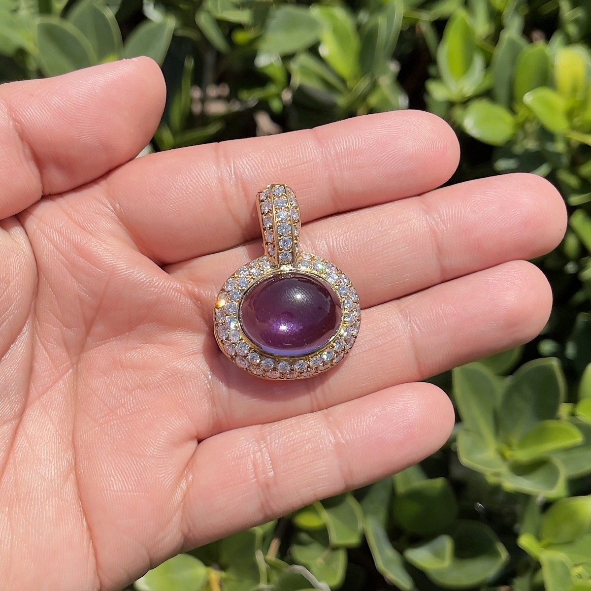 Amethyst, Diamond and 18K Pendant