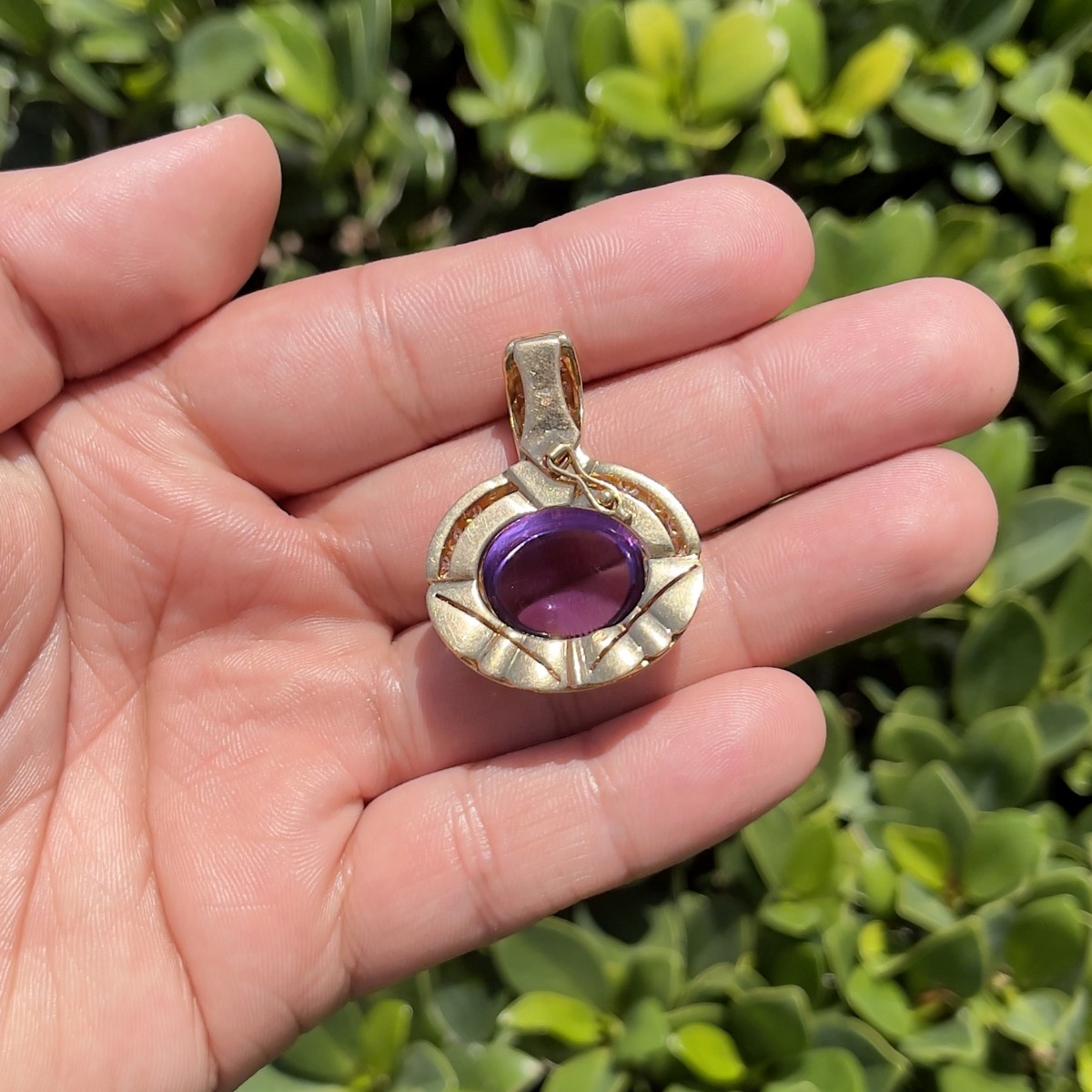 Amethyst, Diamond and 18K Pendant