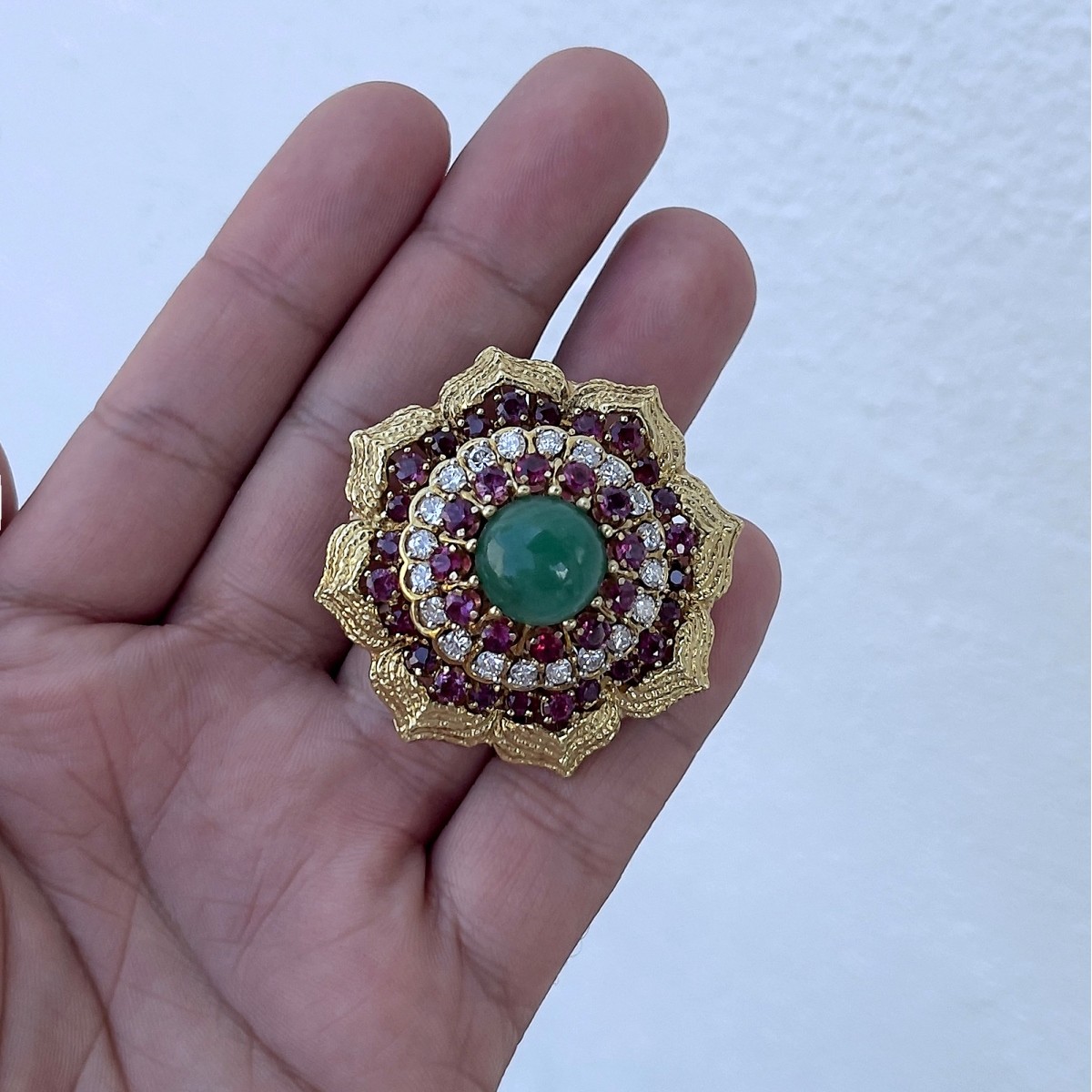 Emerald, Ruby, Diamond and 18K Ring