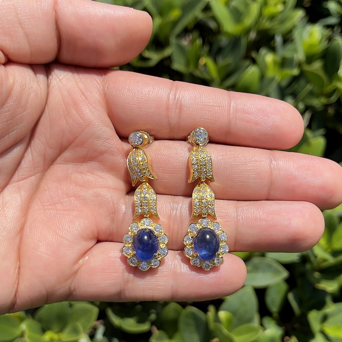 Sapphire, Diamond and 18K Earrings