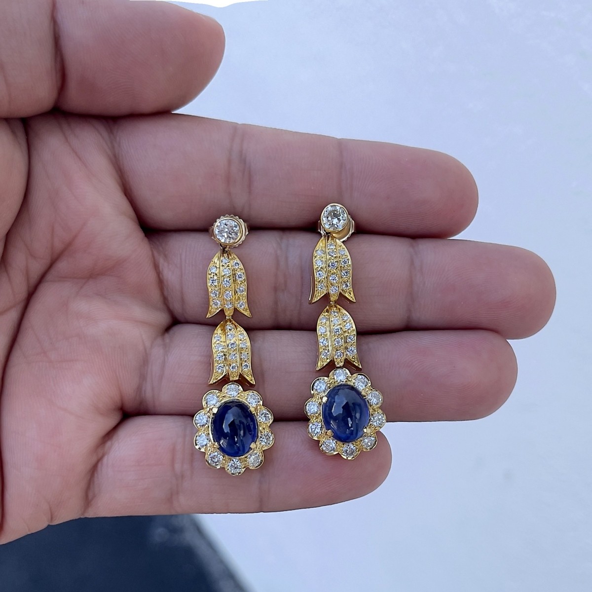 Sapphire, Diamond and 18K Earrings