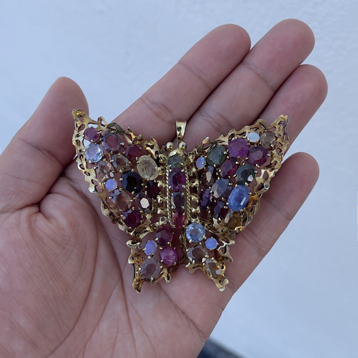 Gemstone and 14K Pendant / Brooch