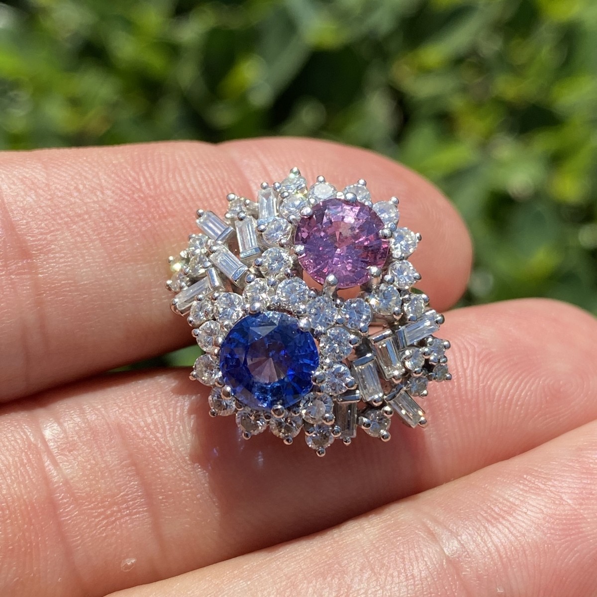 Sapphire, Diamond and Platinum Ring