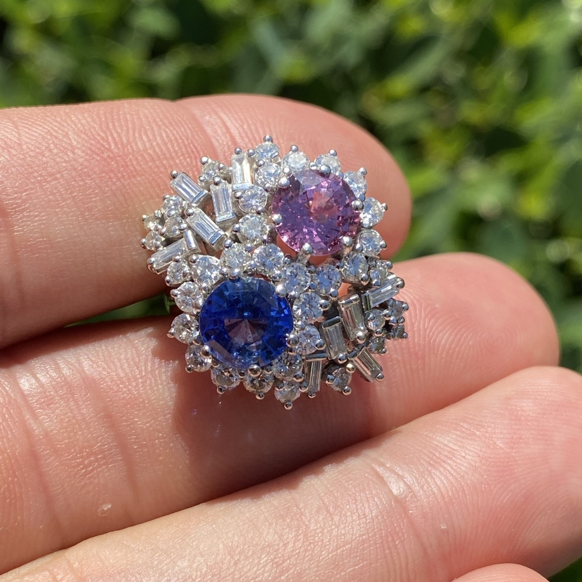 Sapphire, Diamond and Platinum Ring