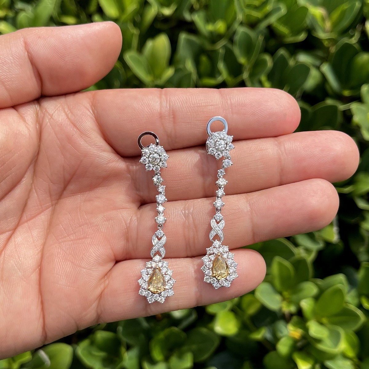 Fancy Color Diamond and 18K Earrings