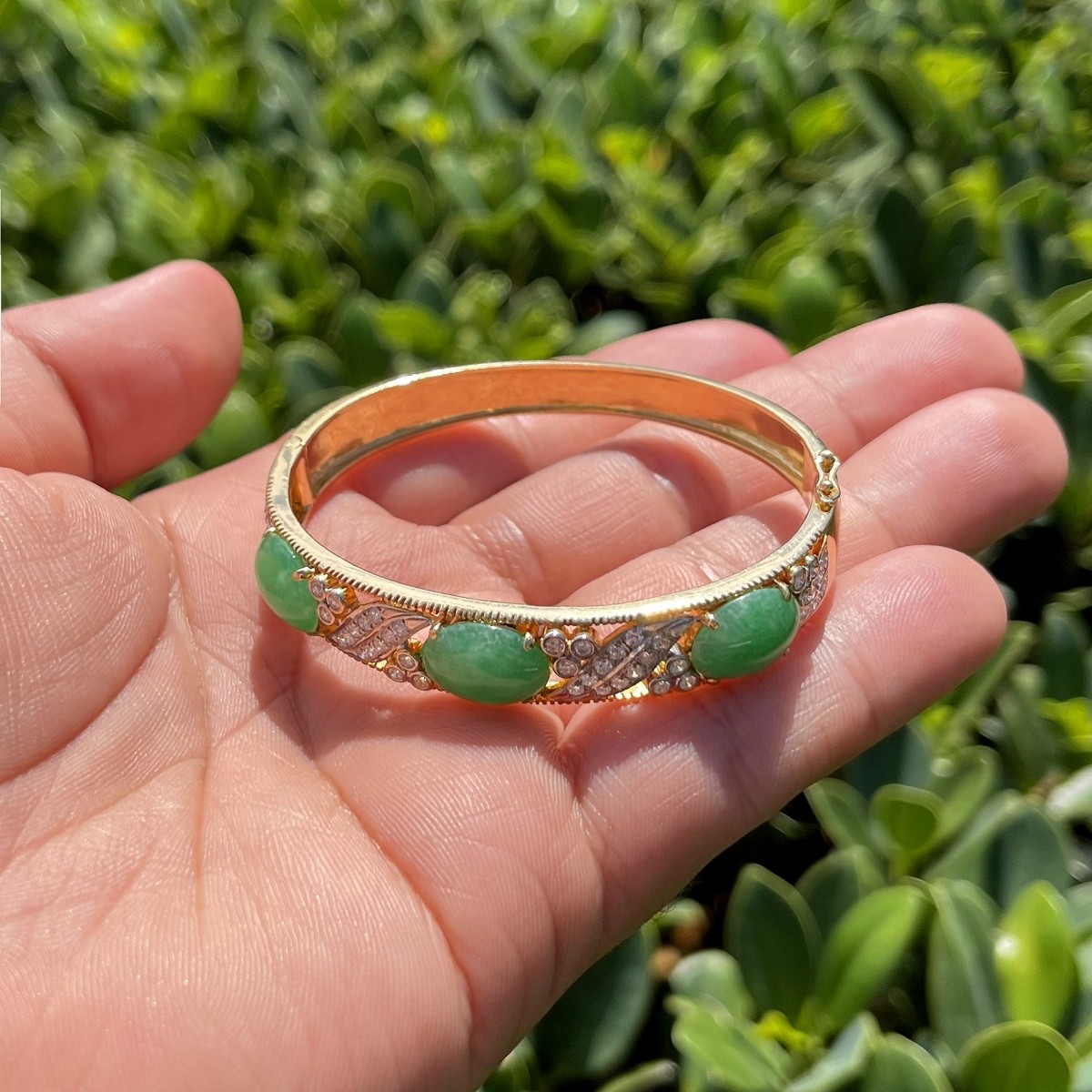 Jade, Diamond and 20K Bangle