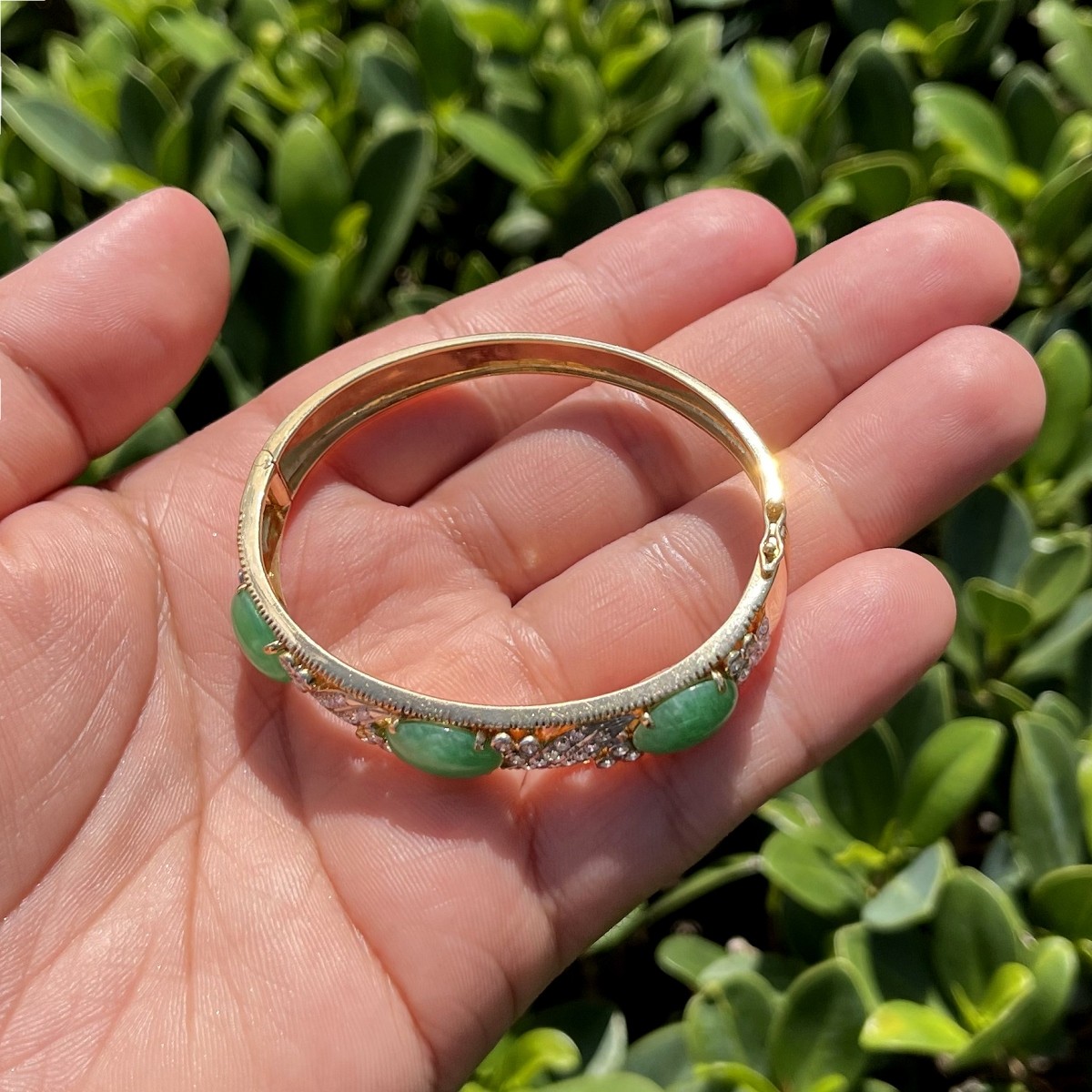 Jade, Diamond and 20K Bangle