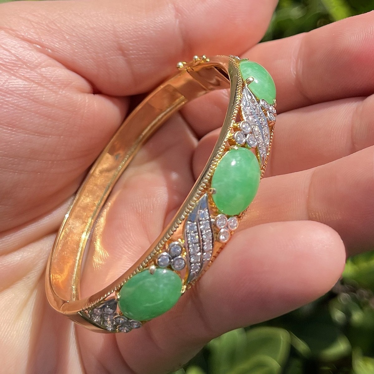 Jade, Diamond and 20K Bangle