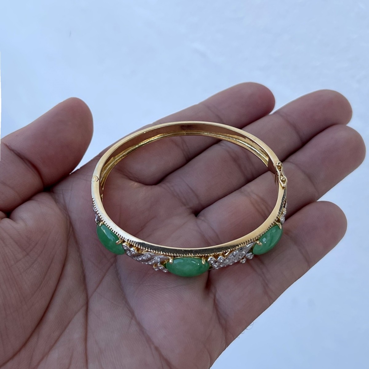 Jade, Diamond and 20K Bangle