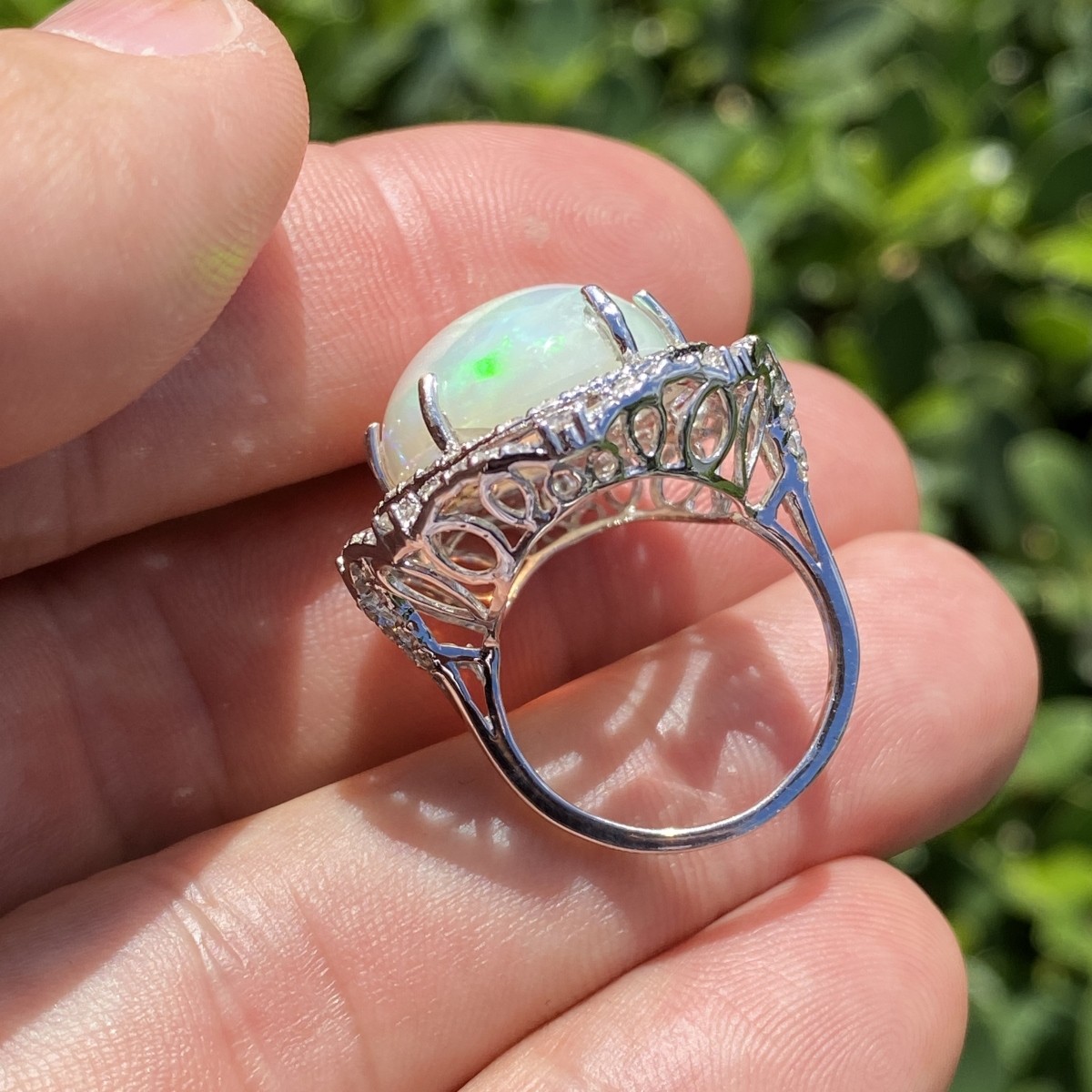 Opal, Diamond and 18K Ring