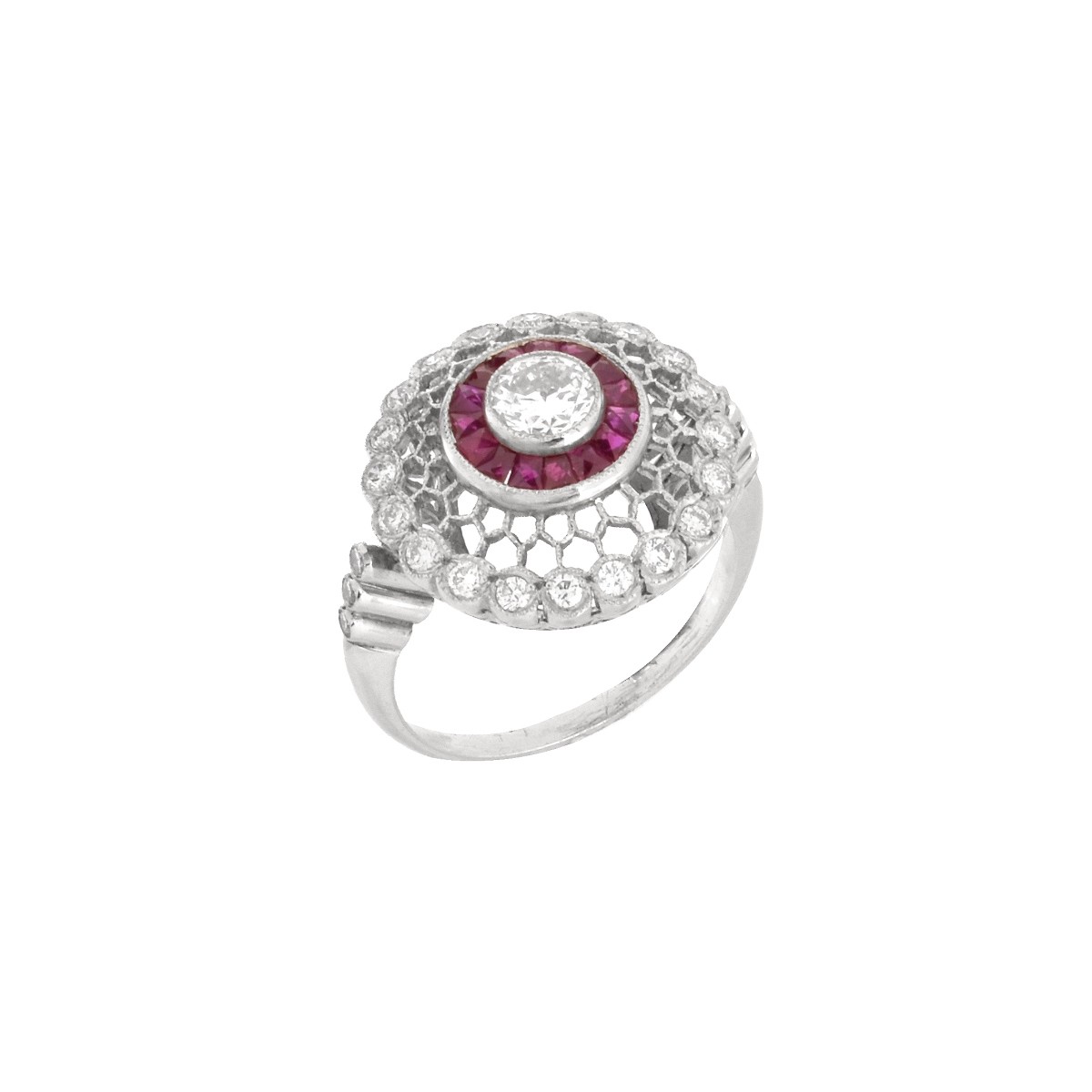 Diamond, Ruby and Platinum Ring