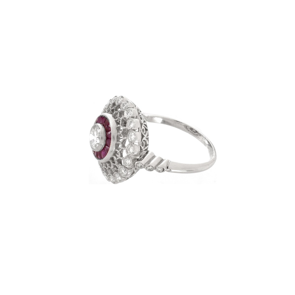 Diamond, Ruby and Platinum Ring