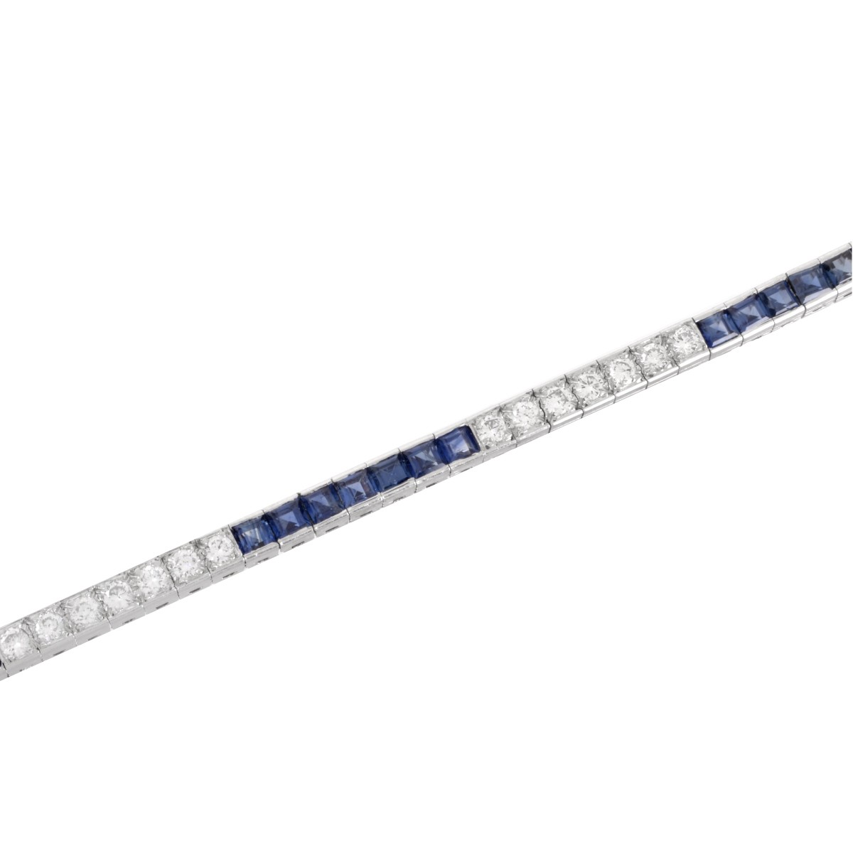 Diamond, Sapphire and Platinum Line Bracelet