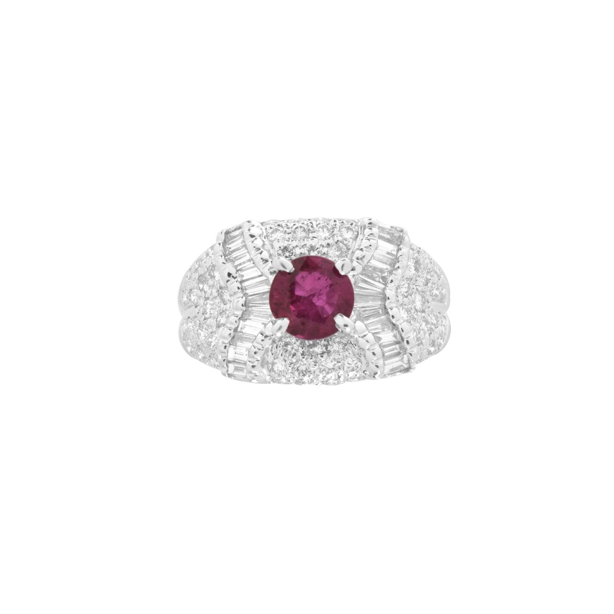 Ruby, Diamond and Platinum Ring