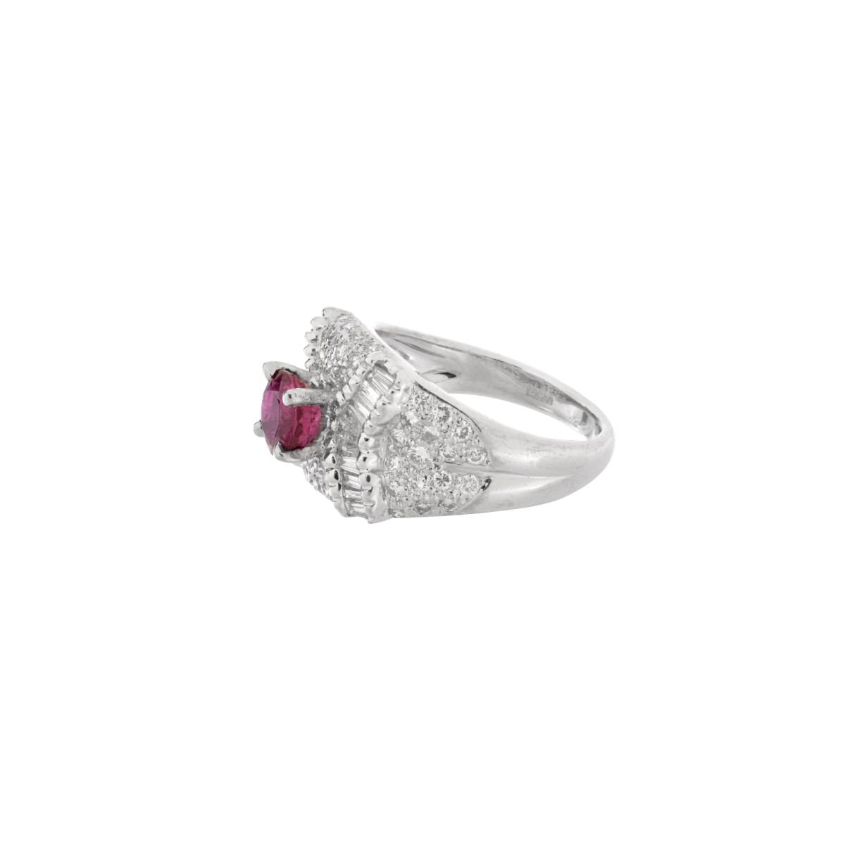 Ruby, Diamond and Platinum Ring