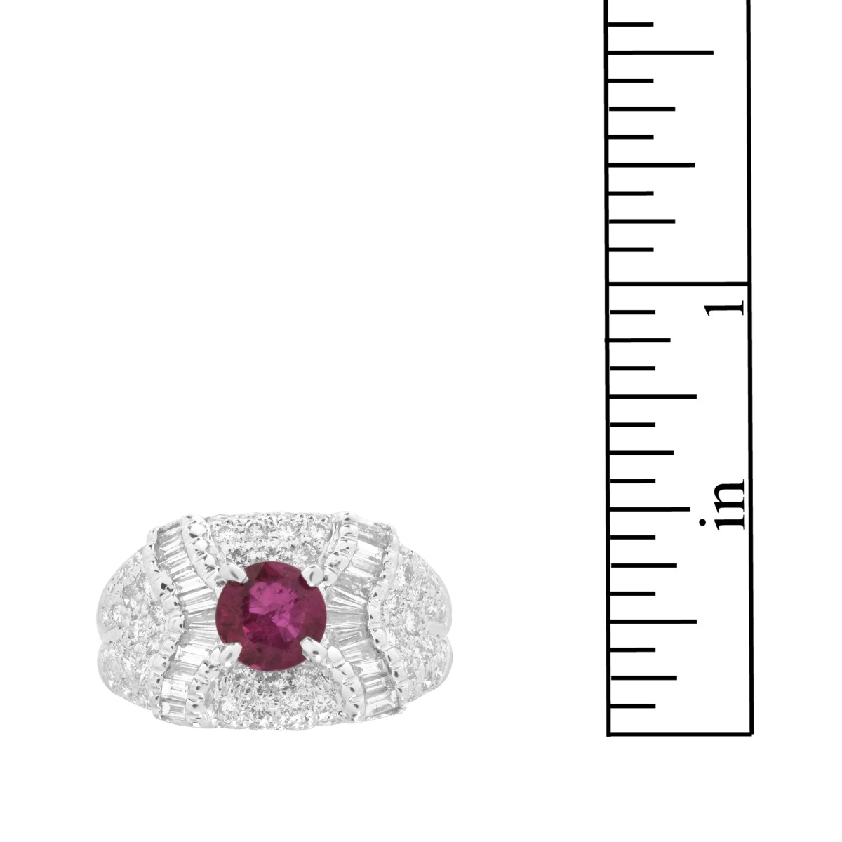 Ruby, Diamond and Platinum Ring