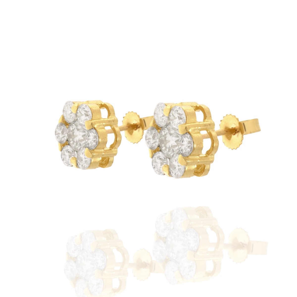 Diamond and 14K Ear Studs