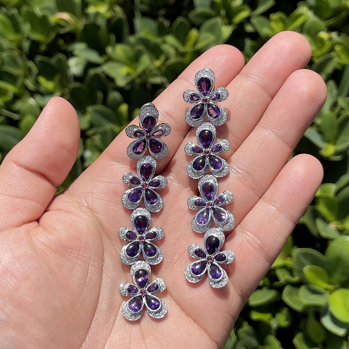 Amethyst, Diamond and 18K Earrings