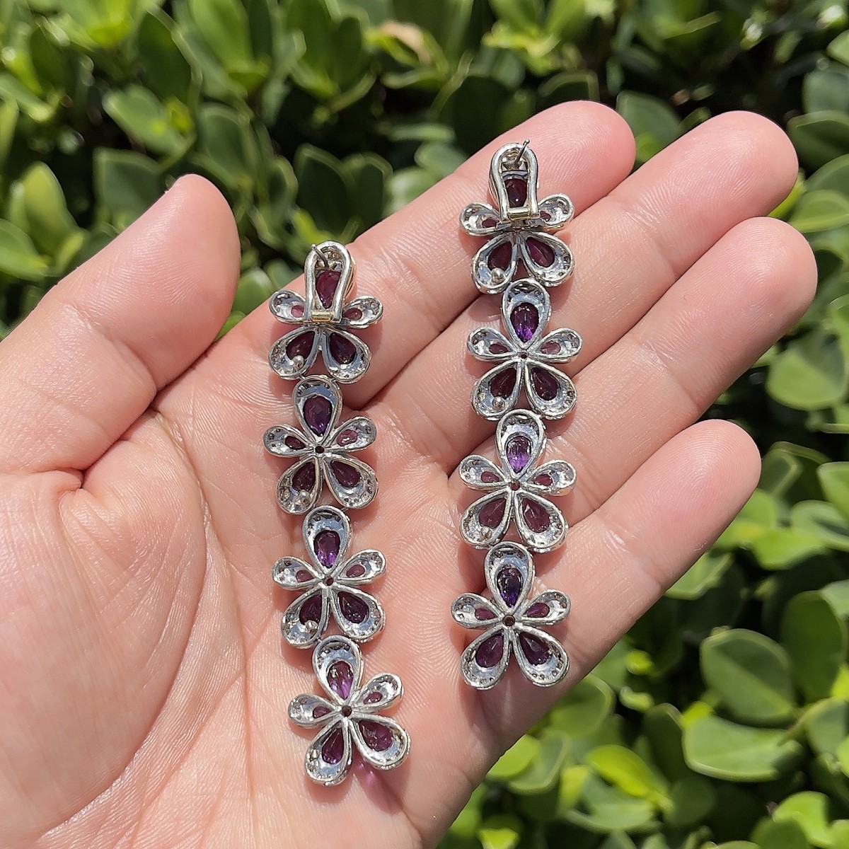 Amethyst, Diamond and 18K Earrings