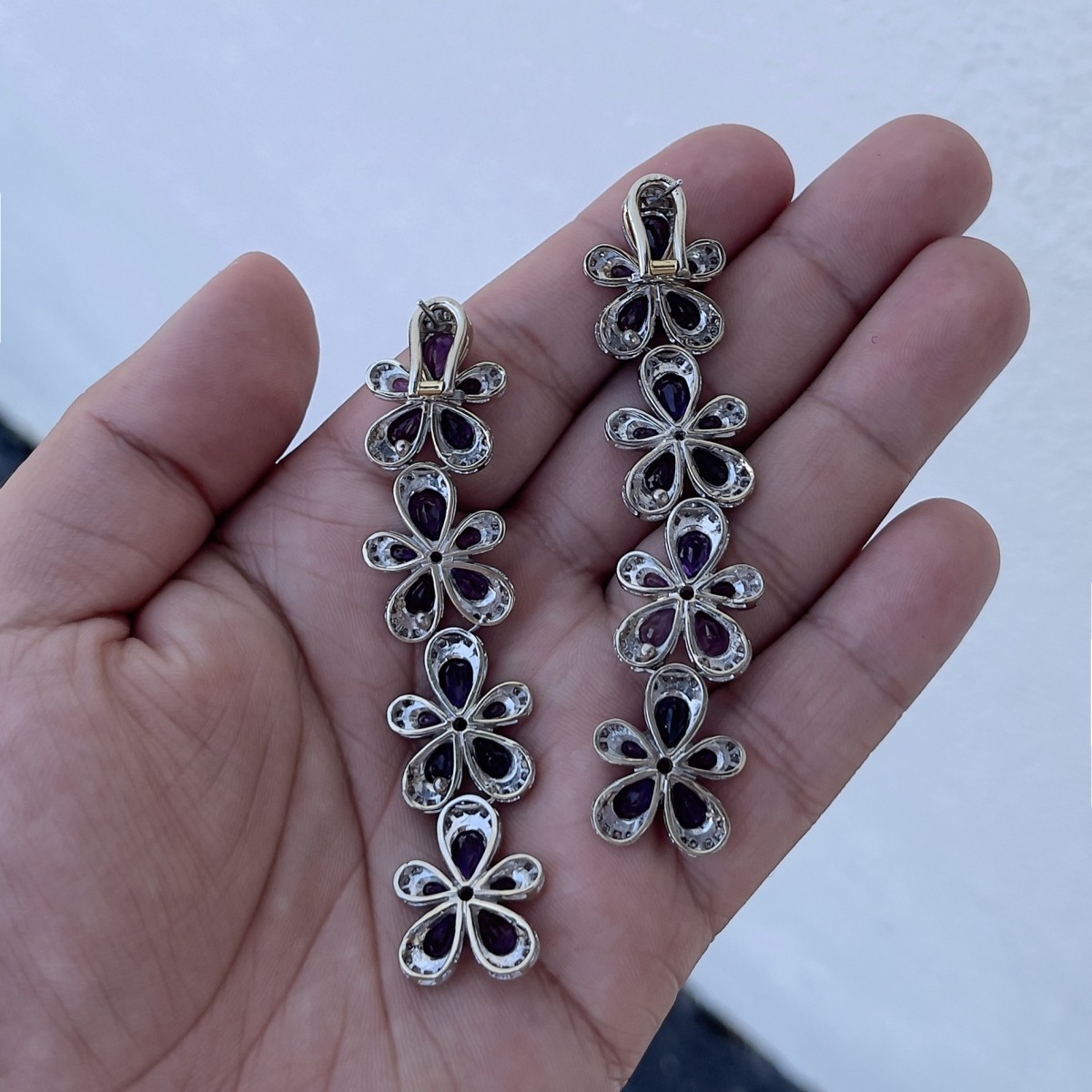 Amethyst, Diamond and 18K Earrings