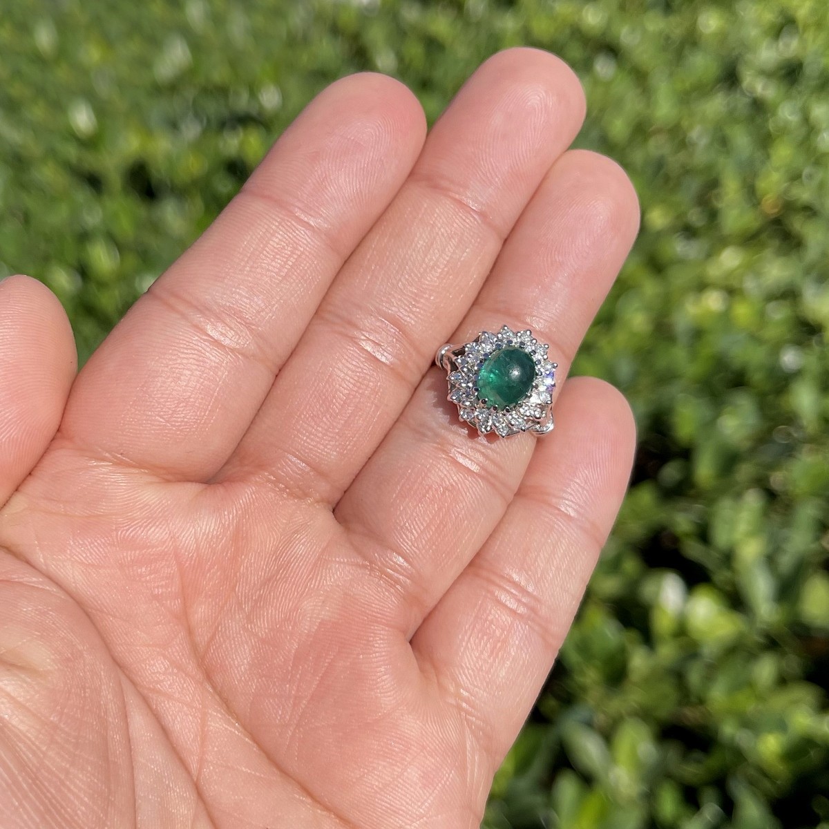 Emerald, Diamond and 14K Ring