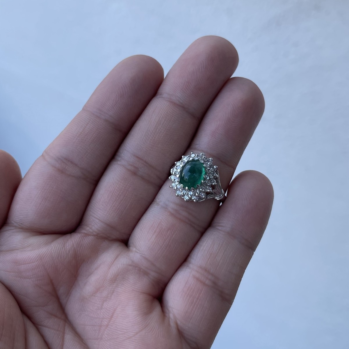 Emerald, Diamond and 14K Ring