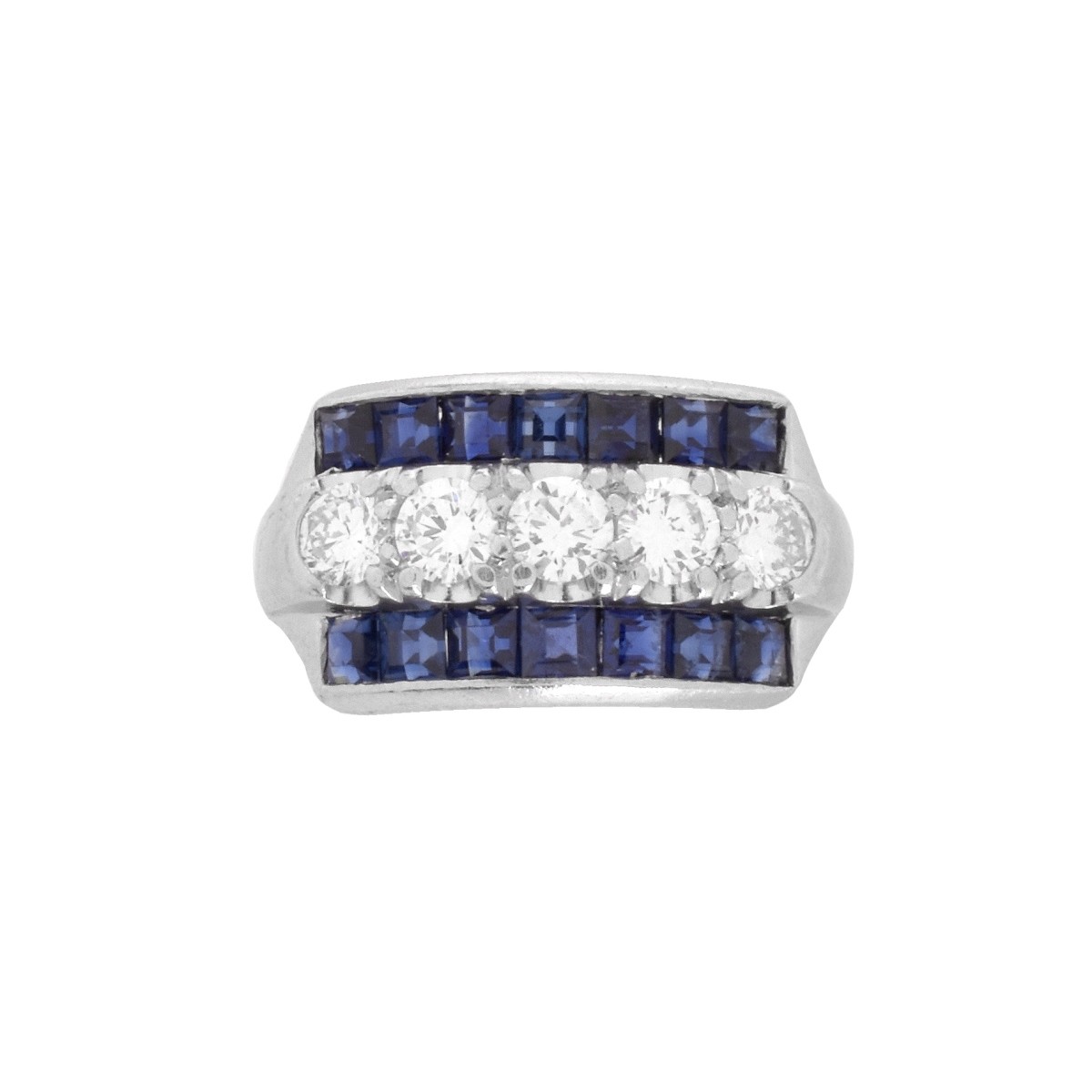 Diamond, Sapphire and Platinum Ring