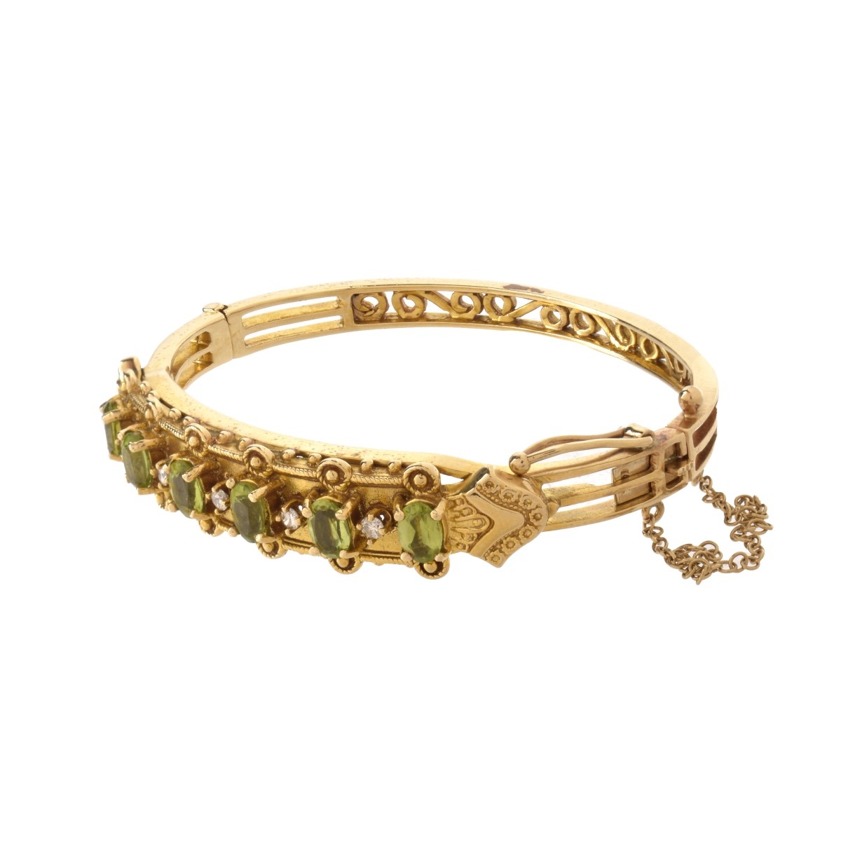 Peridot, Diamond and 14K Bangle