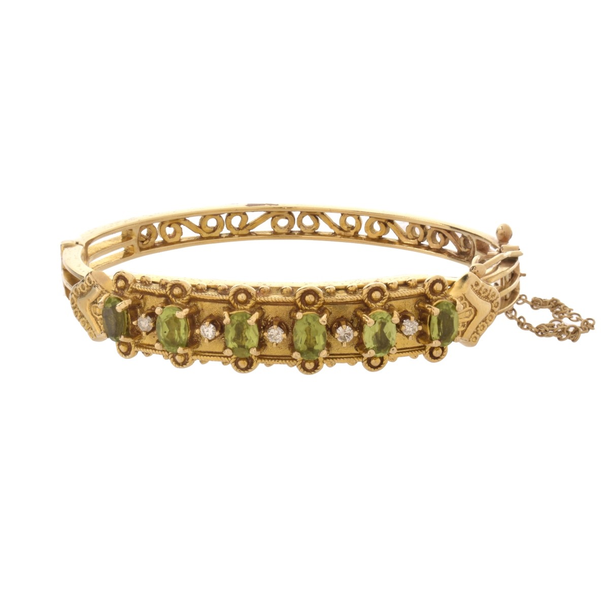 Peridot, Diamond and 14K Bangle