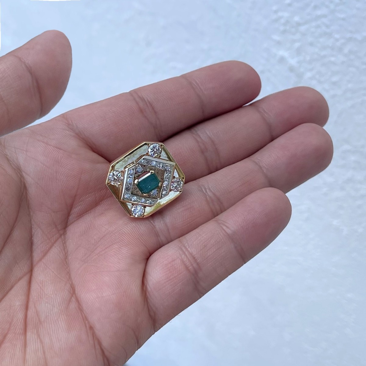 Diamond, Emerald and 14K Pendant