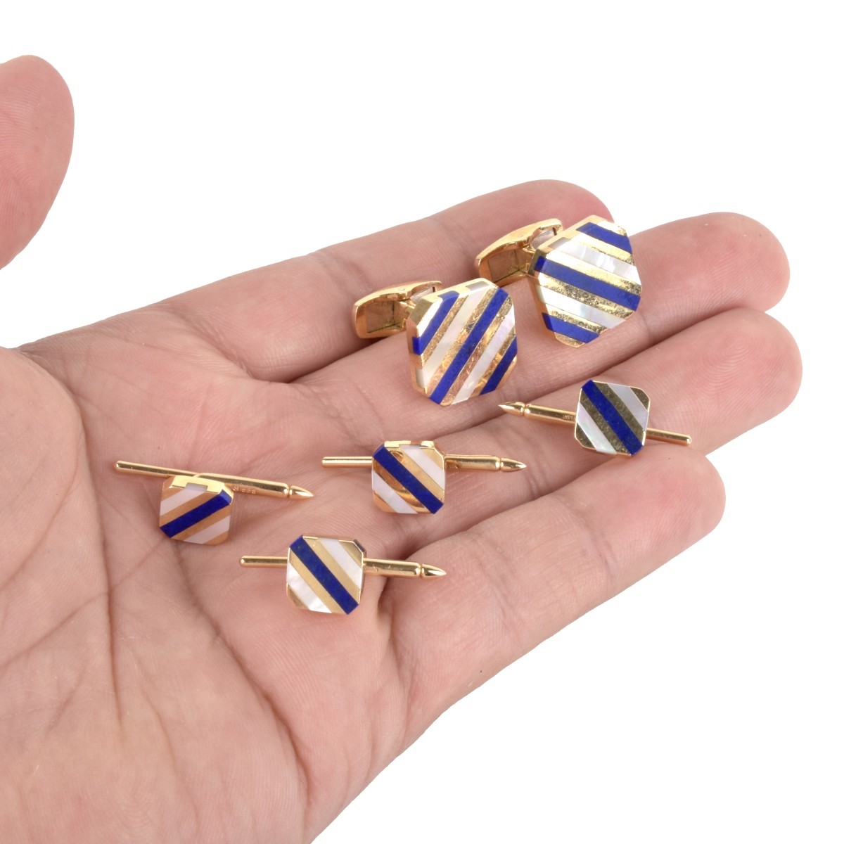 14K, Lapis and MOP Dress Shirt Set