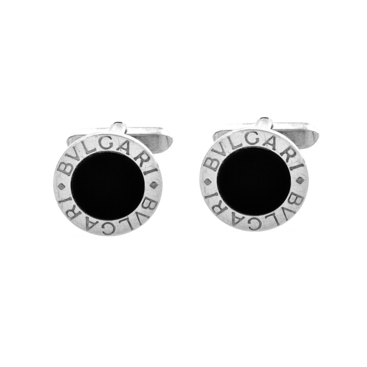 Bulgari Sterling and Onyx Cufflinks