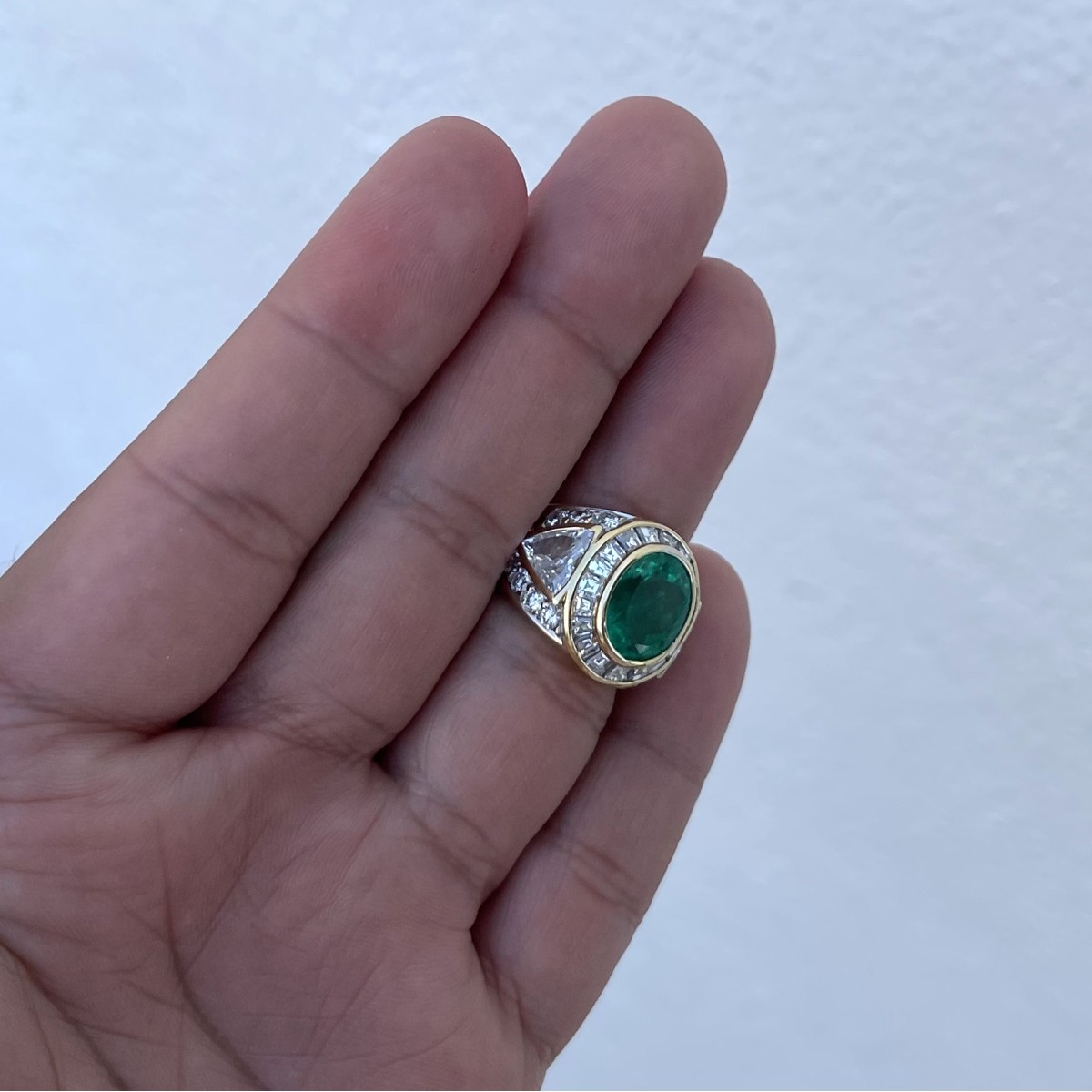 Man's Emerald, Diamond and 18K Ring