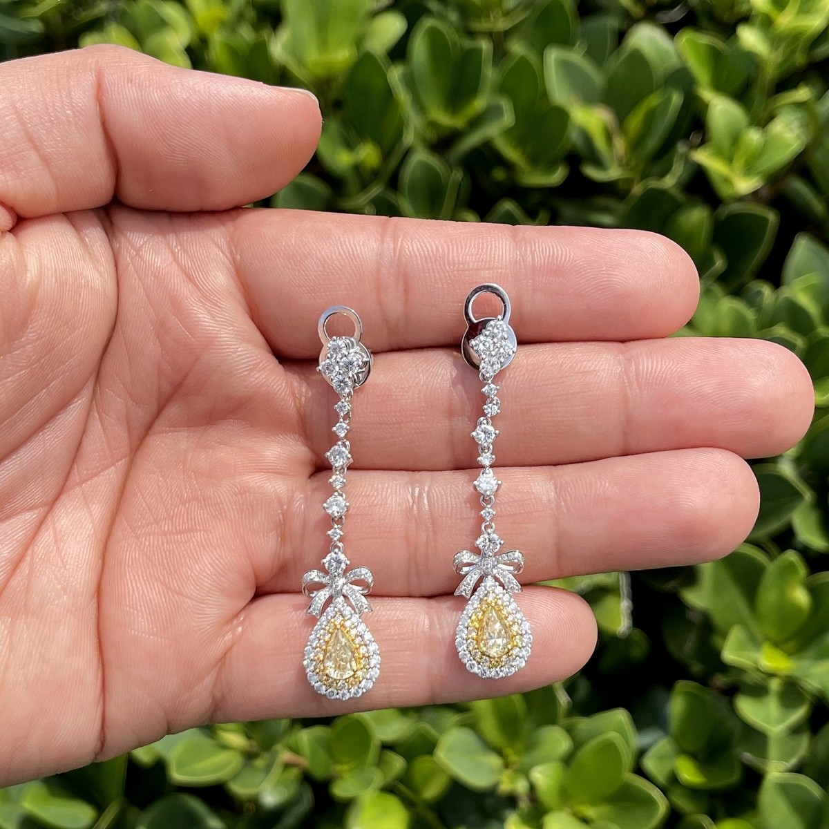 Fancy Color Diamond and 18K Earrings