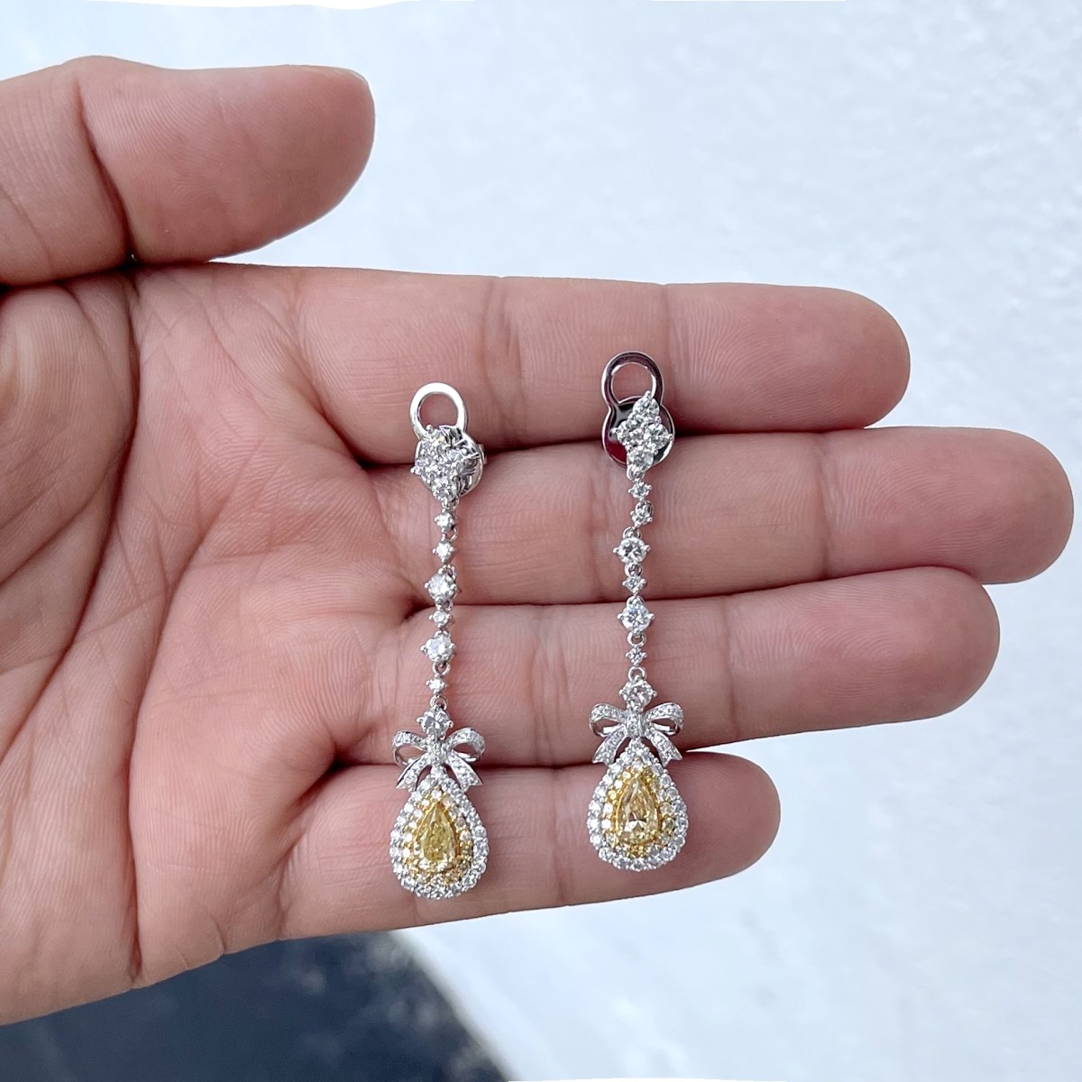 Fancy Color Diamond and 18K Earrings